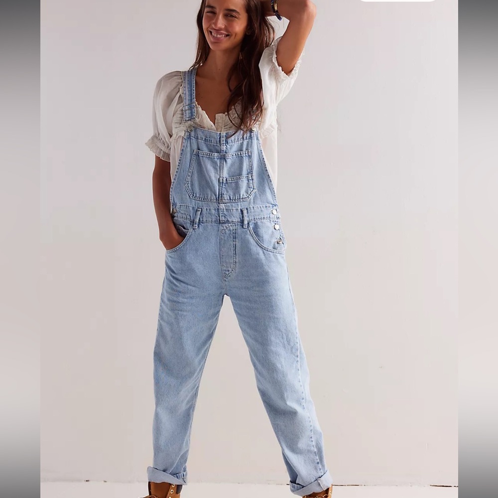We The Free Light Blue Denim Overalls